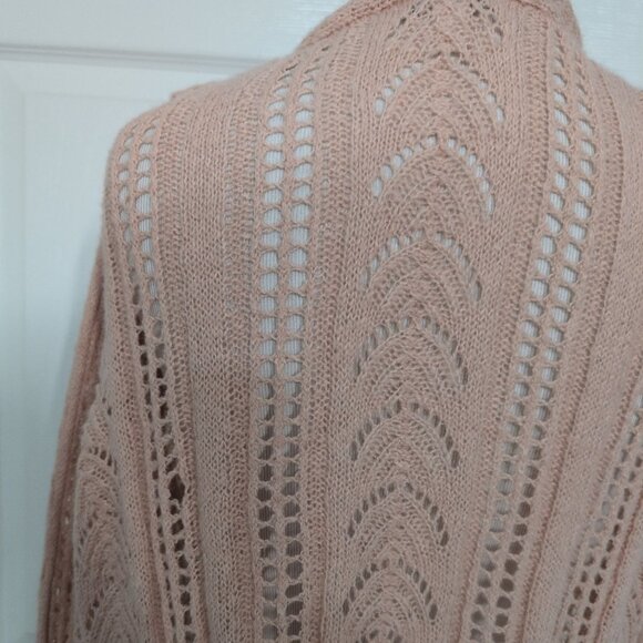 Cato Crochet Ruffle Cardigan Womens Size XL Baby Pink Long Sleeve Sweater - Picture 9 of 13
